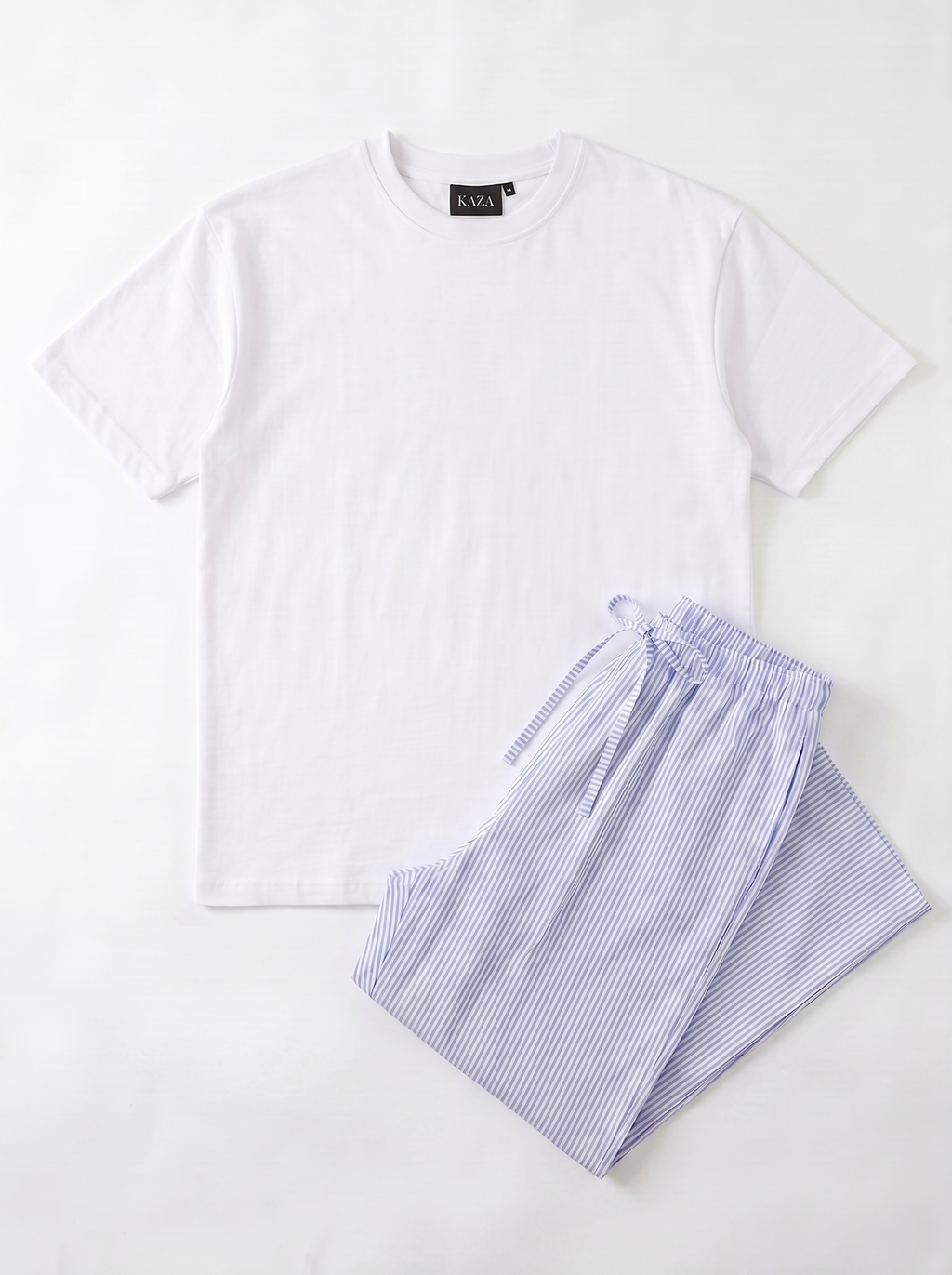 SET TSHIRT COTON OVERSIZED + PANTALON À RAYURES BLEU