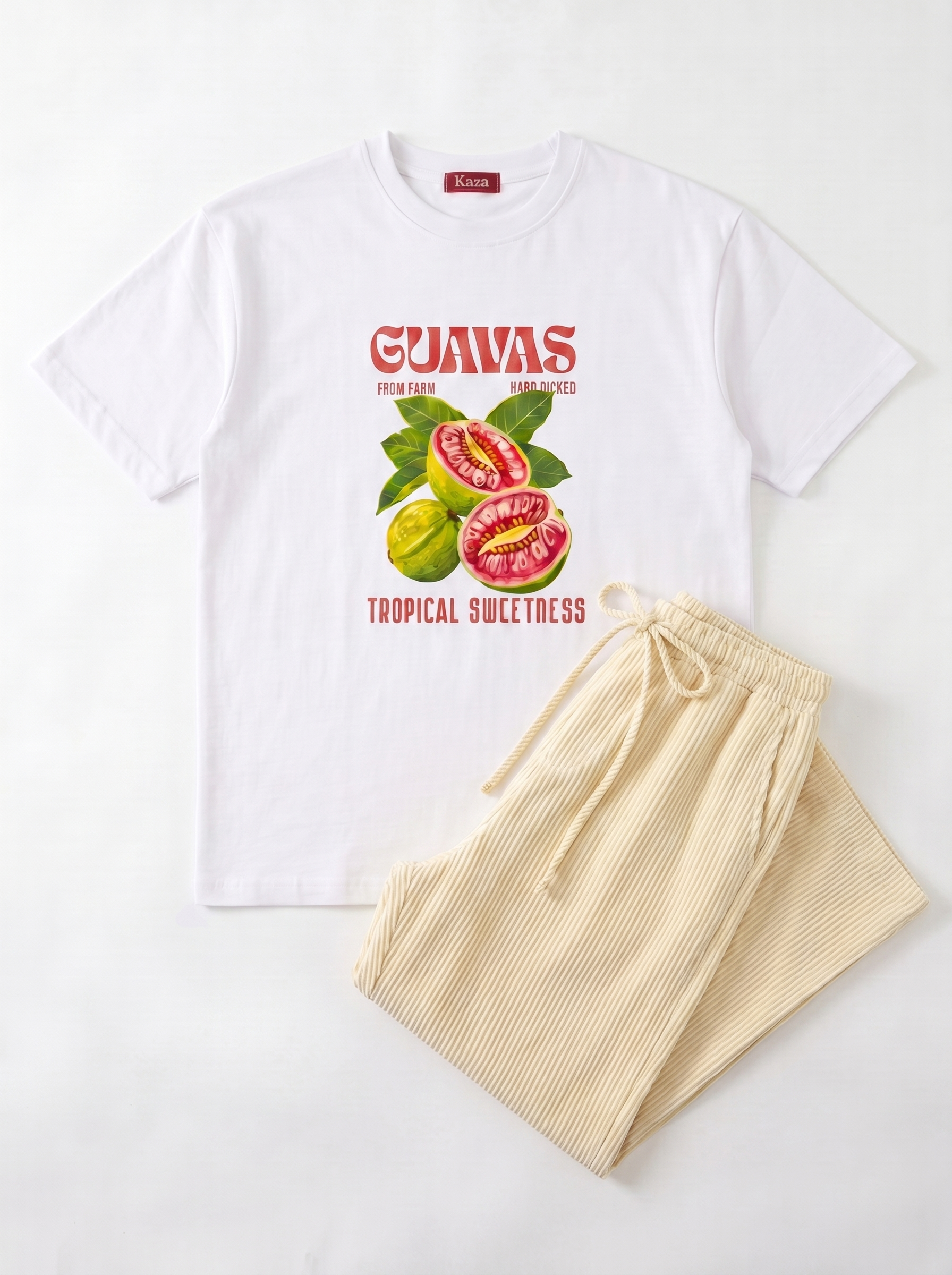 SET TSHIRT COTON OVERSIZED + PANTALON À RAYURES JAUNE