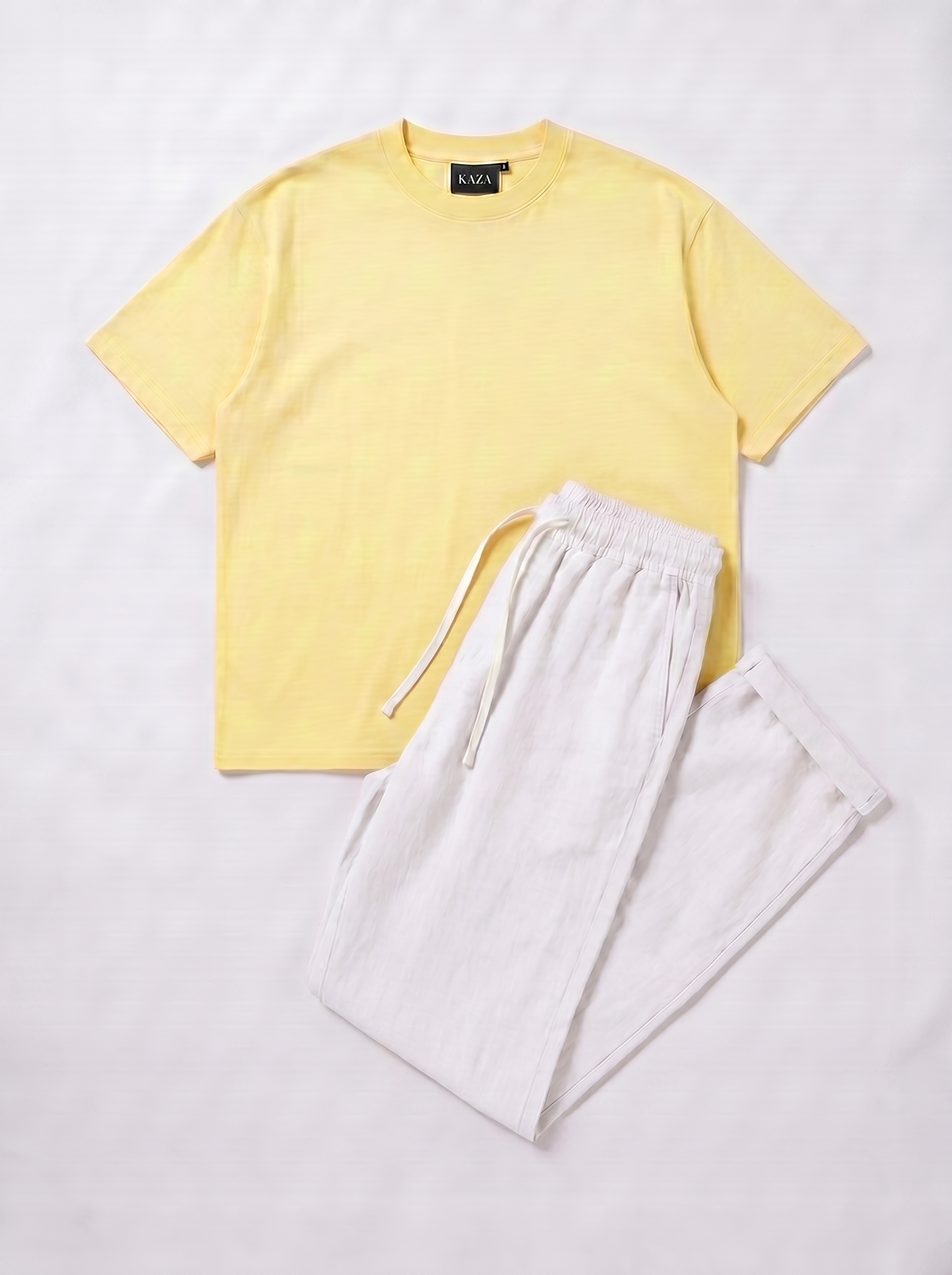 SET TSHIRT COTON OVERSIZED + KAMRAYA BLANC