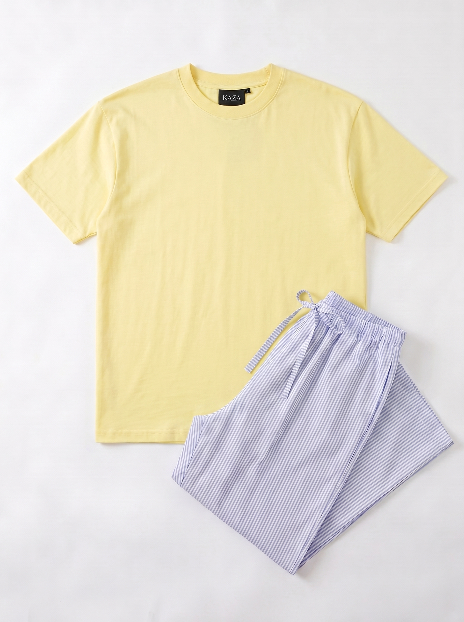 SET TSHIRT COTON OVERSIZED + PANTALON À RAYURES BLEU
