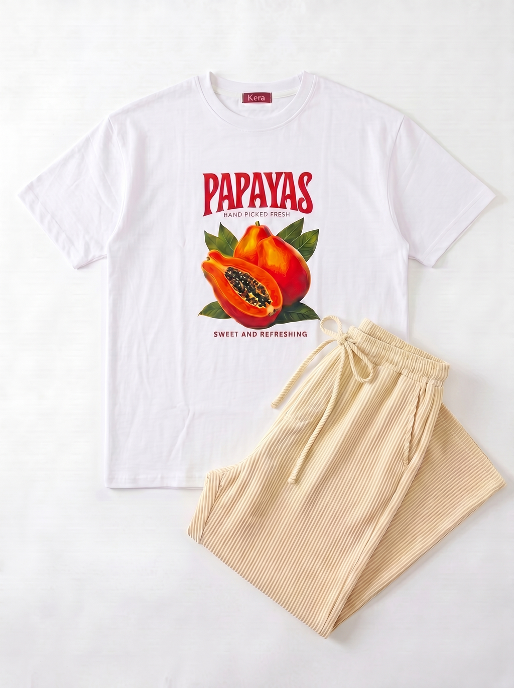 SET TSHIRT COTON OVERSIZED + PANTALON À RAYURES JAUNE