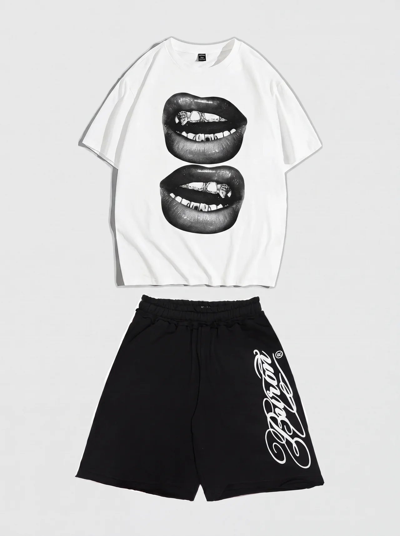 SET T-SHIRT BLANC + SHORT BAGGY NOIR