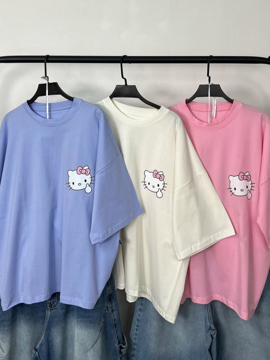 T-Shirt Oversize Imprimé Hello Kitty
