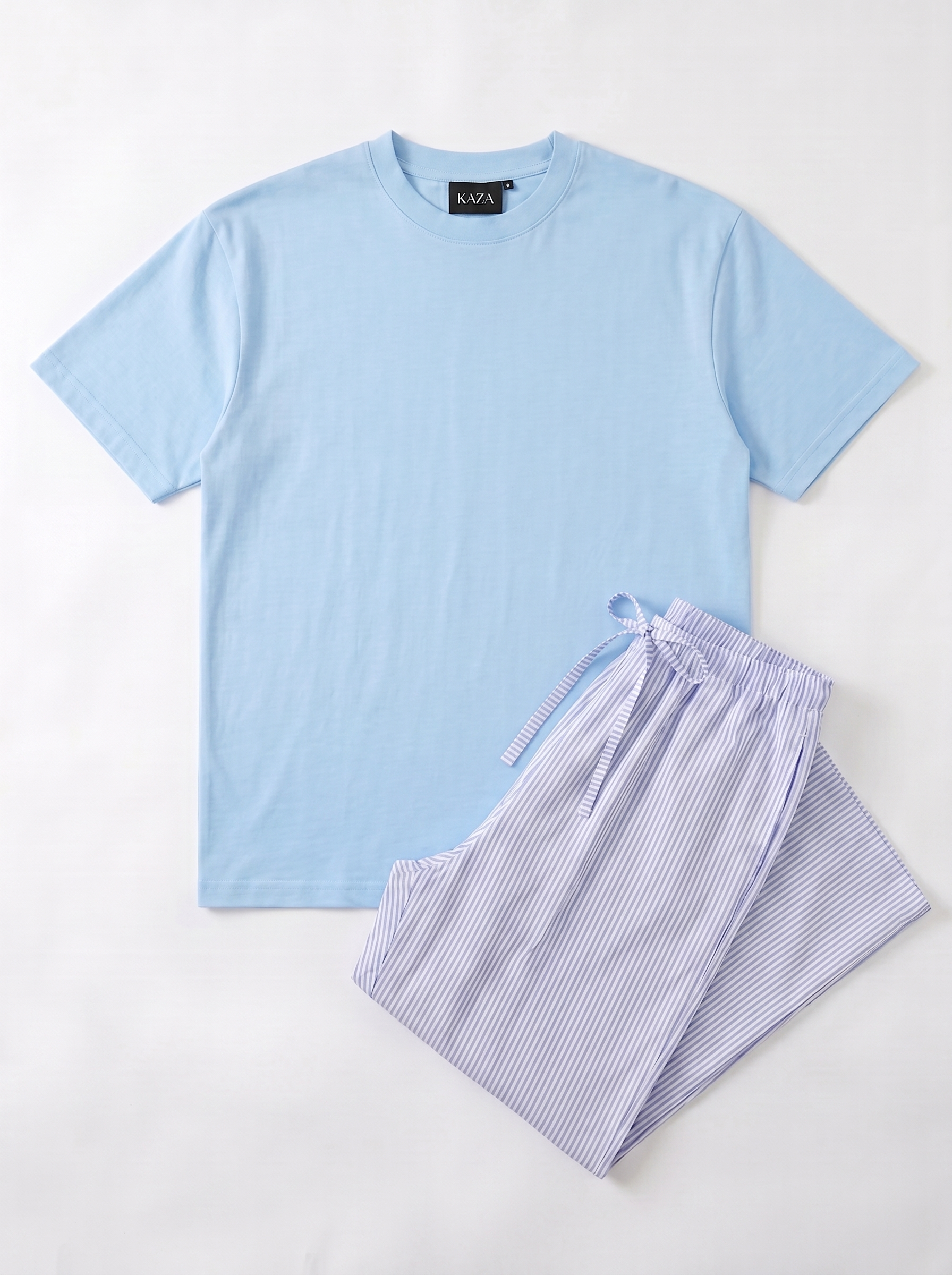 SET TSHIRT COTON OVERSIZED + PANTALON À RAYURES BLEU