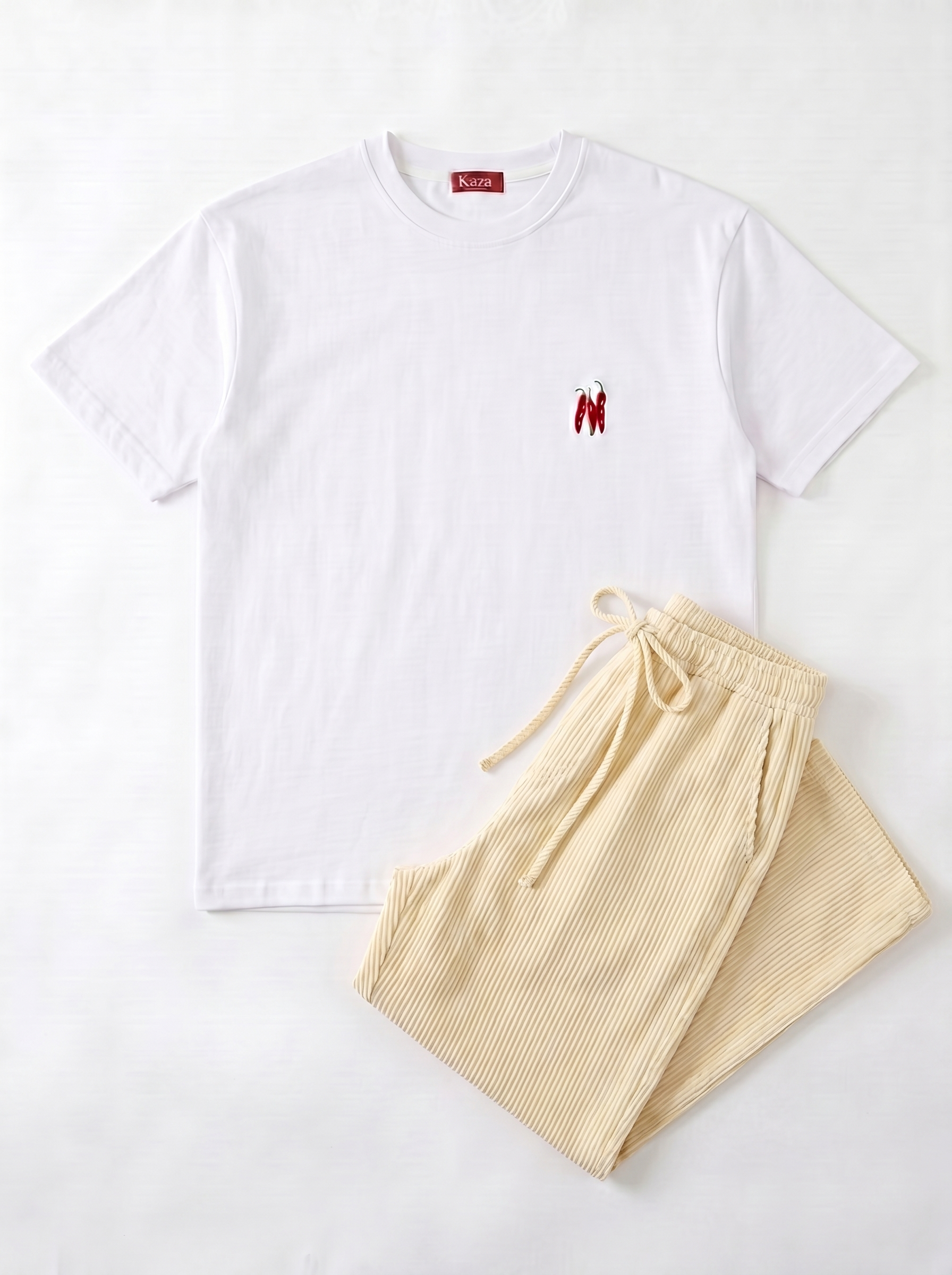 SET TSHIRT COTON OVERSIZED + PANTALON À RAYURES JAUNE