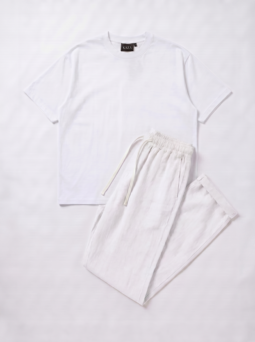 SET TSHIRT COTON OVERSIZED + KAMRAYA BLANC