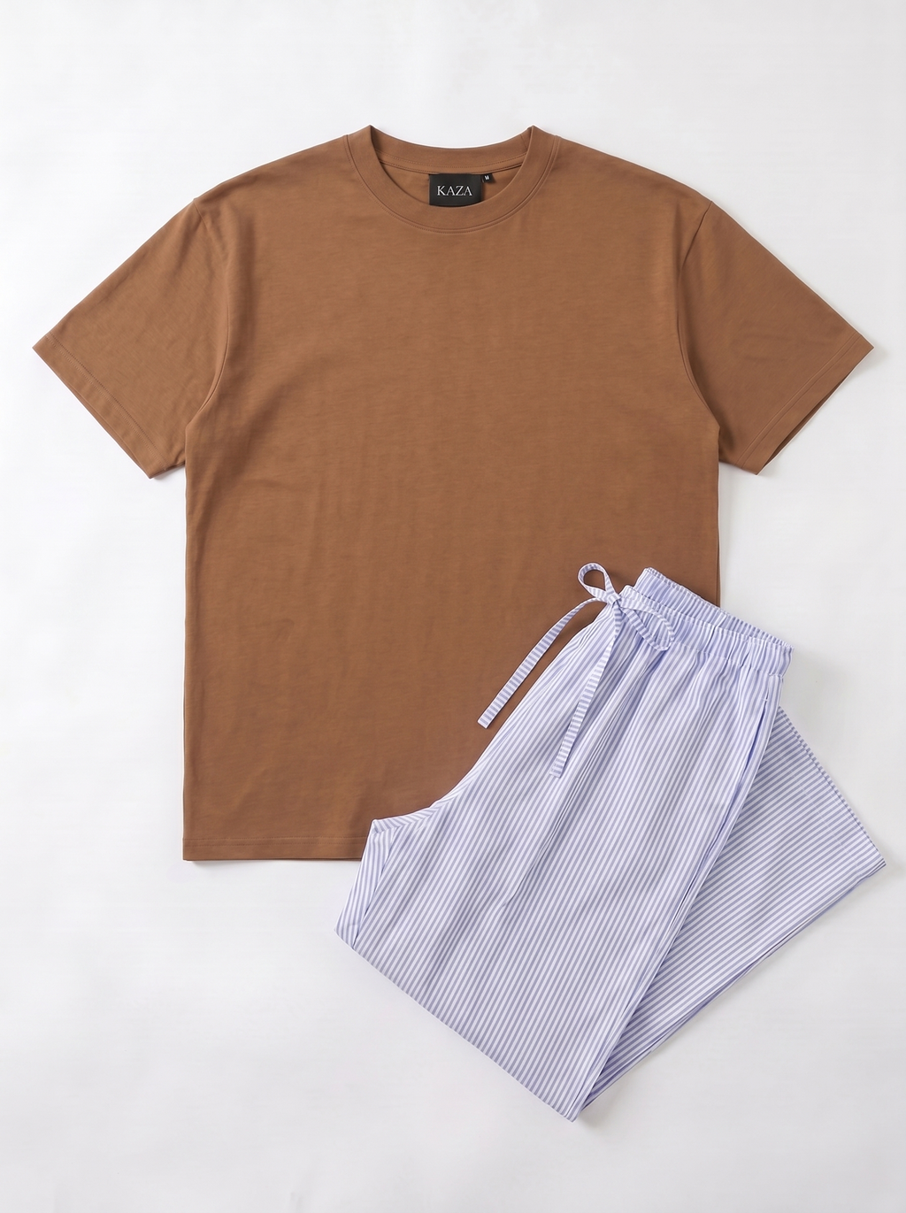 SET TSHIRT COTON OVERSIZED + PANTALON À RAYURES BLEU
