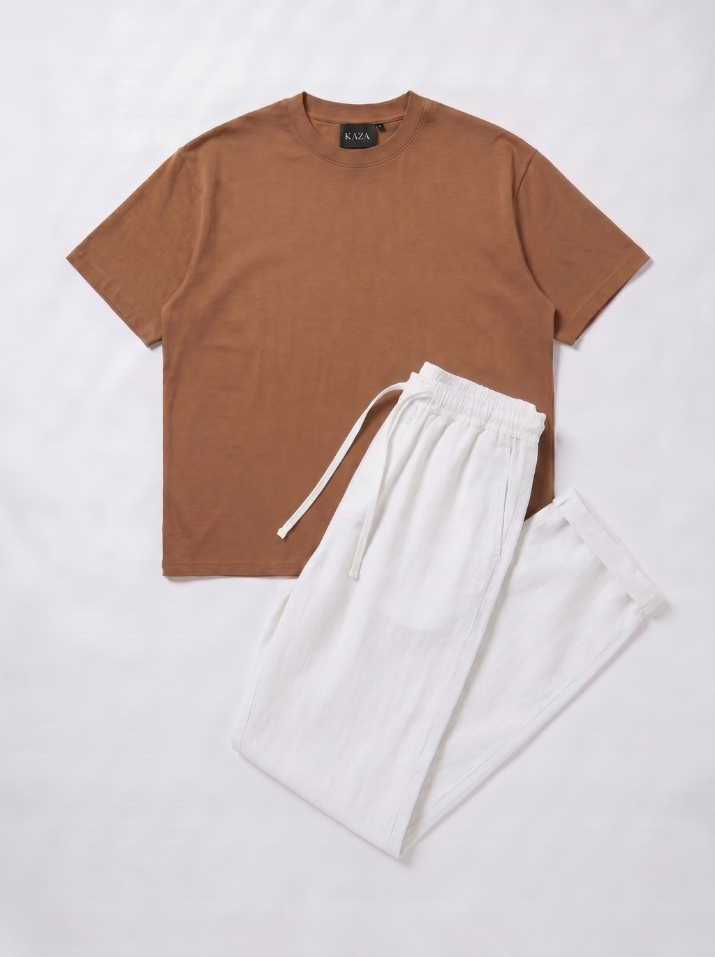 SET TSHIRT COTON OVERSIZED + KAMRAYA BLANC