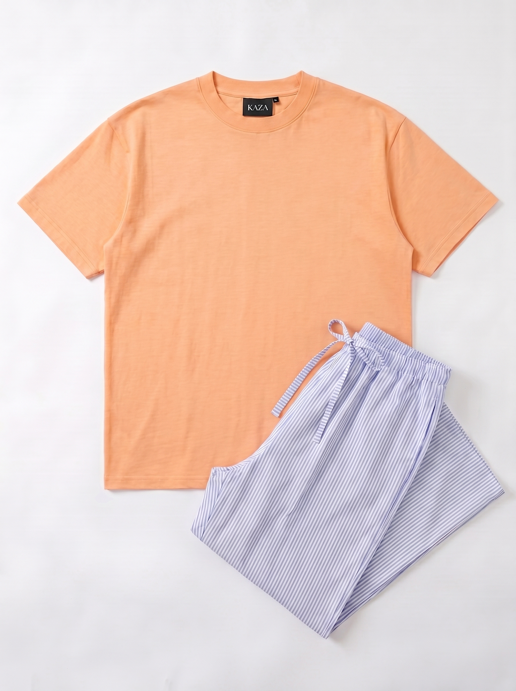 SET TSHIRT COTON OVERSIZED + PANTALON À RAYURES BLEU