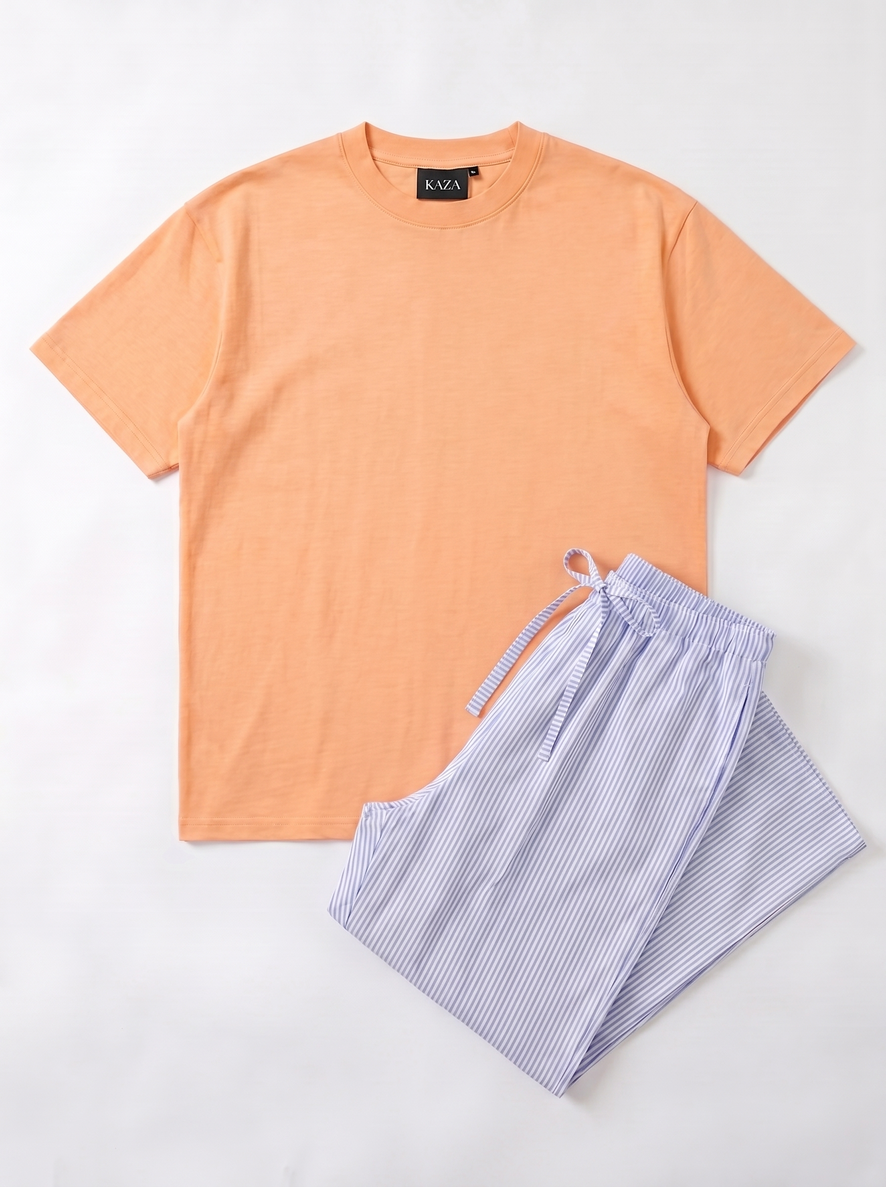 SET TSHIRT COTON OVERSIZED + PANTALON À RAYURES BLEU