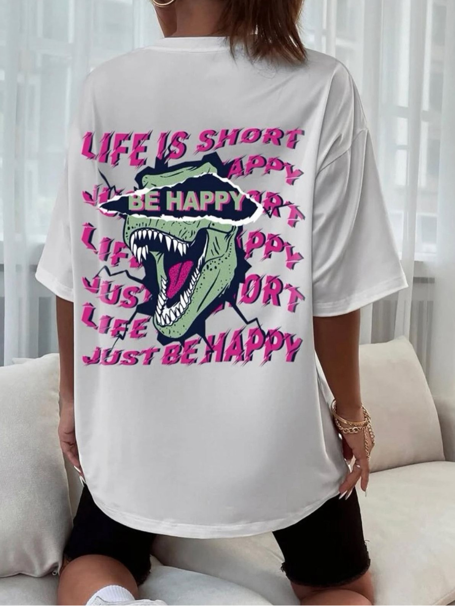 T-Shirt Oversize Imprimé  Life is Short