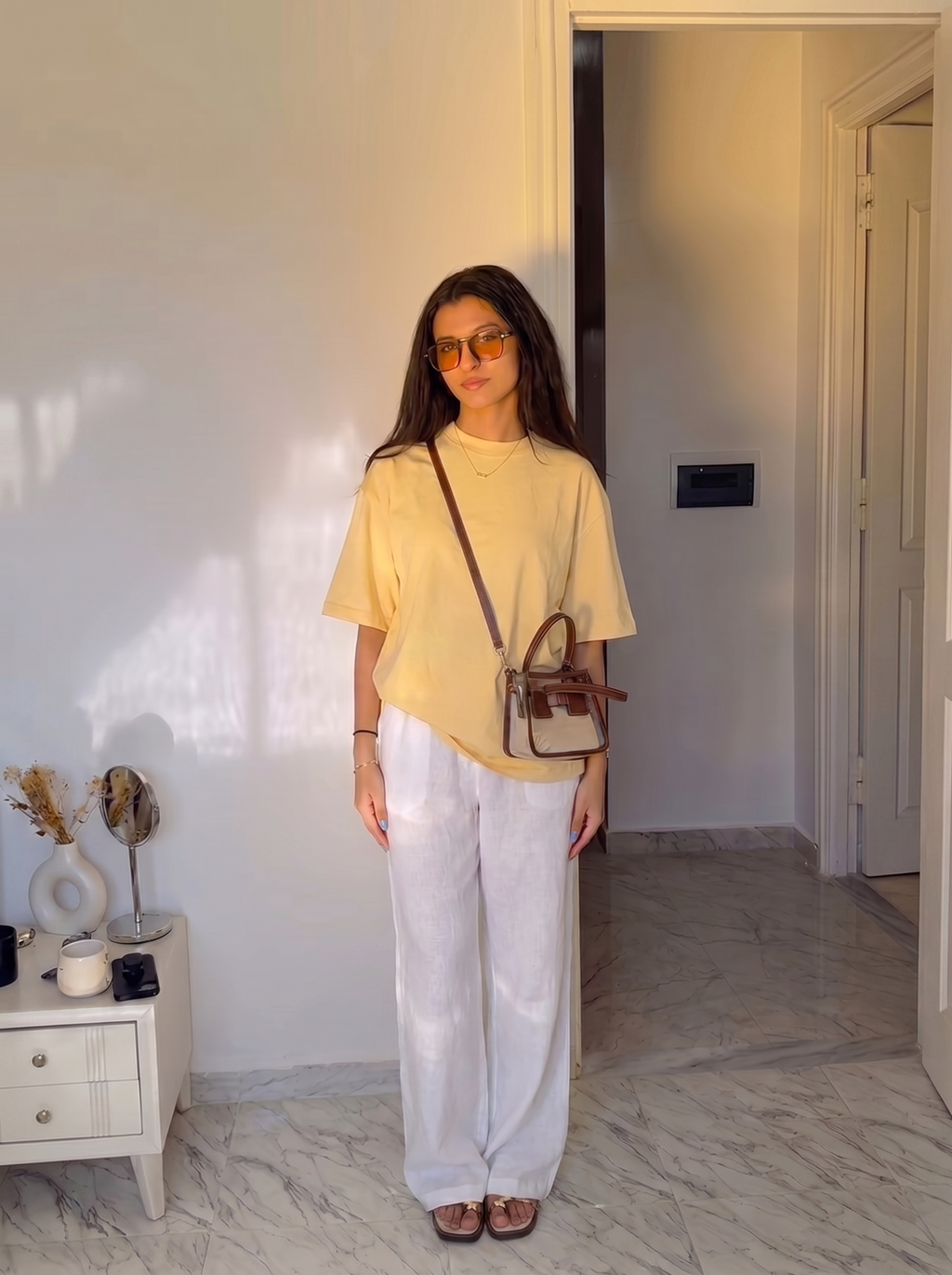 SET TSHIRT COTON OVERSIZED + KAMRAYA BLANC