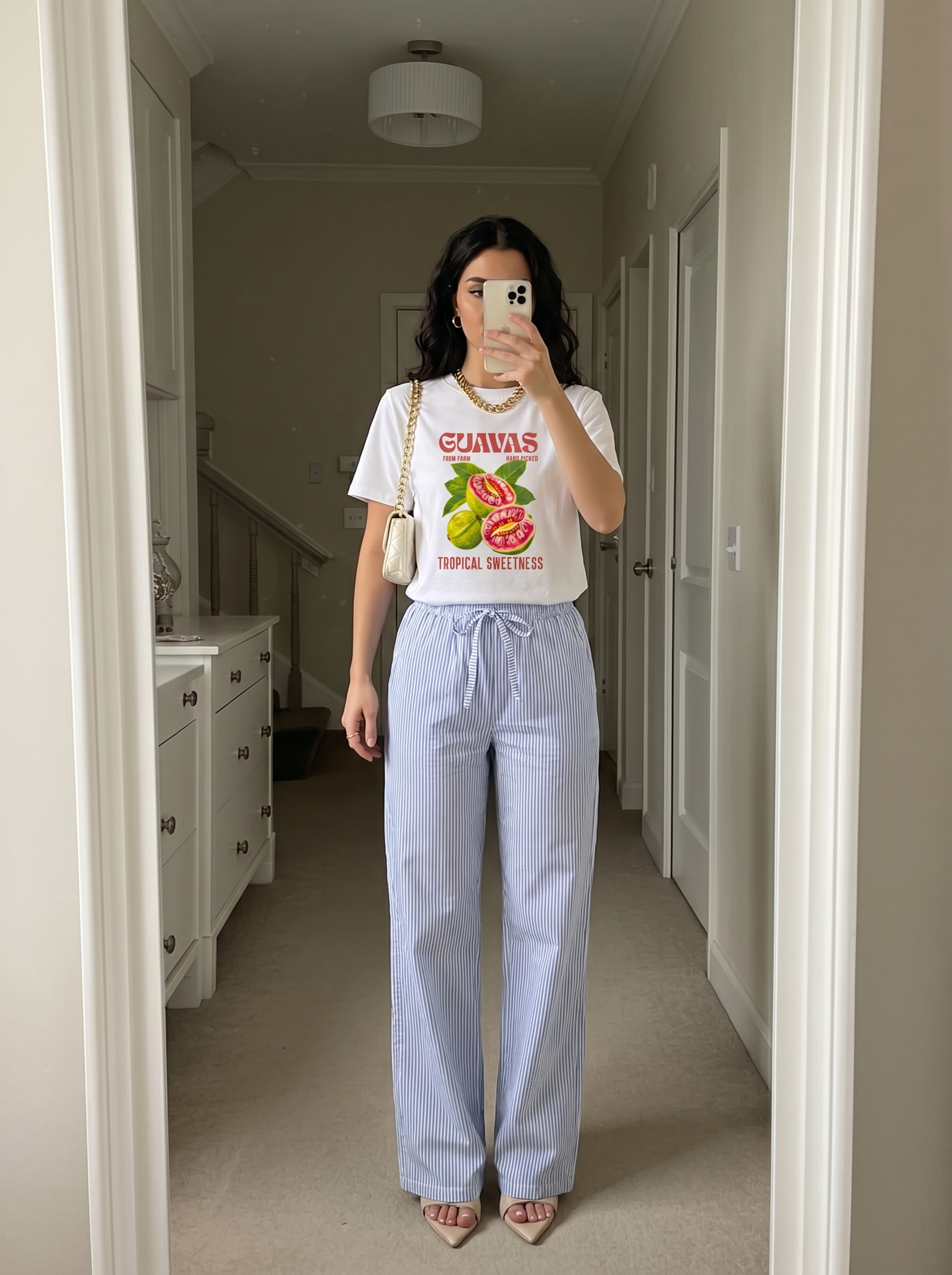 SET TSHIRT COTON OVERSIZED + PANTALON À RAYURES BLEU