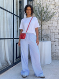 SET TSHIRT COTON OVERSIZED + PANTALON À RAYURES BLEU