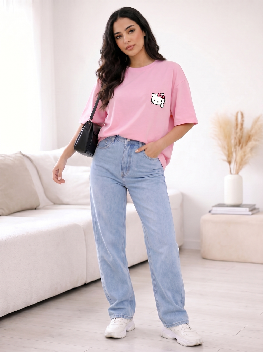 T-Shirt Oversize Imprimé Hello Kitty