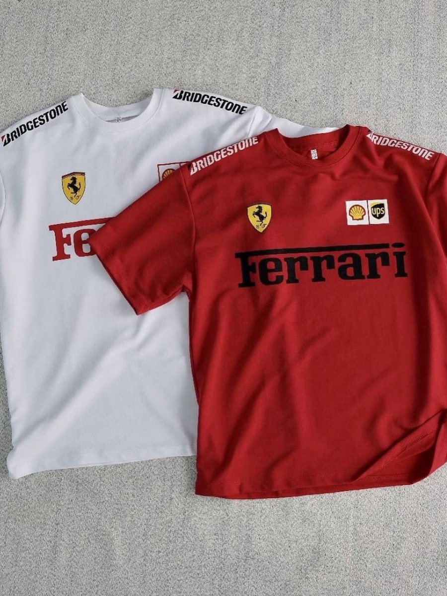 T-Shirt Oversize Imprimé Ferrari