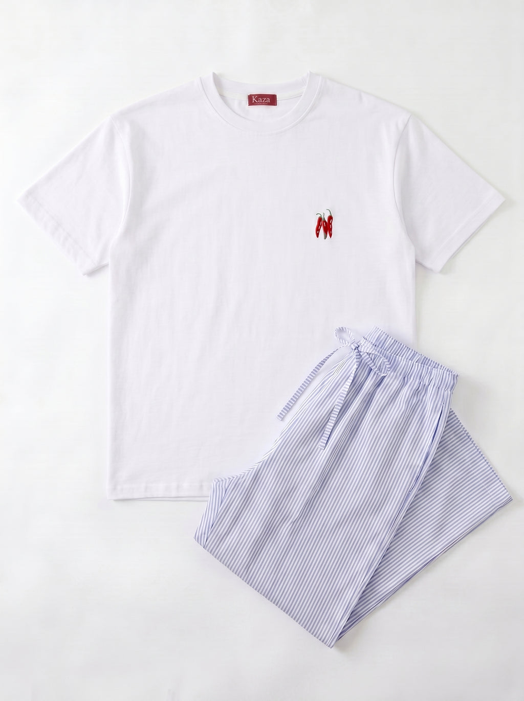 SET TSHIRT COTON OVERSIZED + PANTALON À RAYURES BLEU