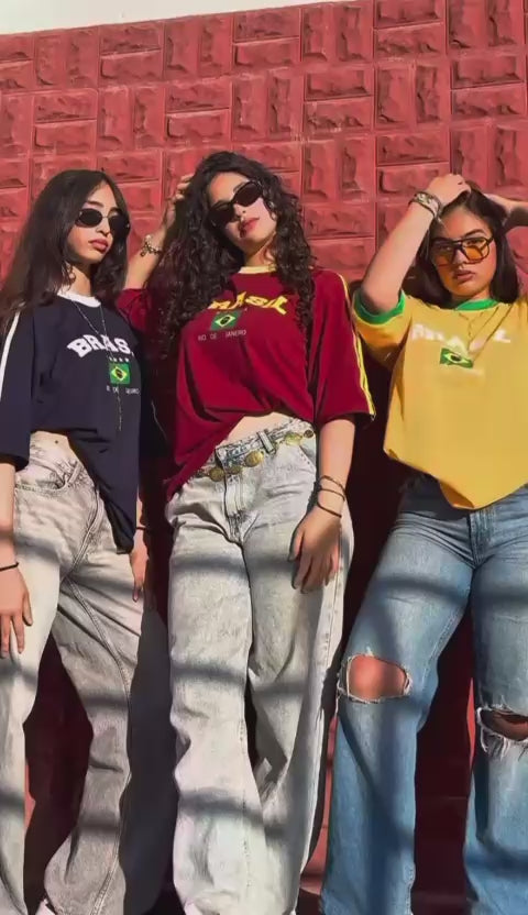 T-Shirt Oversize Imprimé Brasil